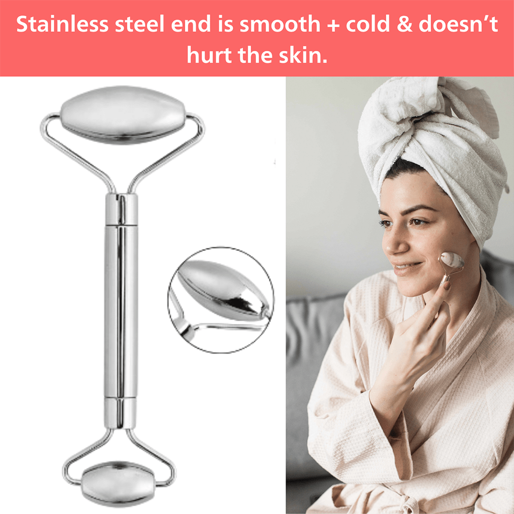 Stainless Steel Facial Roller & Gua Sha Set